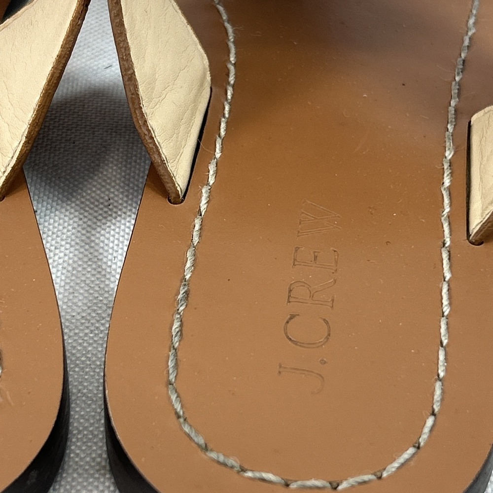 J. Crew Thong Sandals Women's Size 6 Genuine Leather Brown Tan Slides - Picture 12 of 14